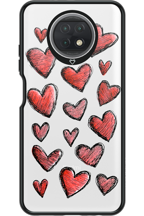 Red Love Transparent - Xiaomi Redmi Note 9T 5G