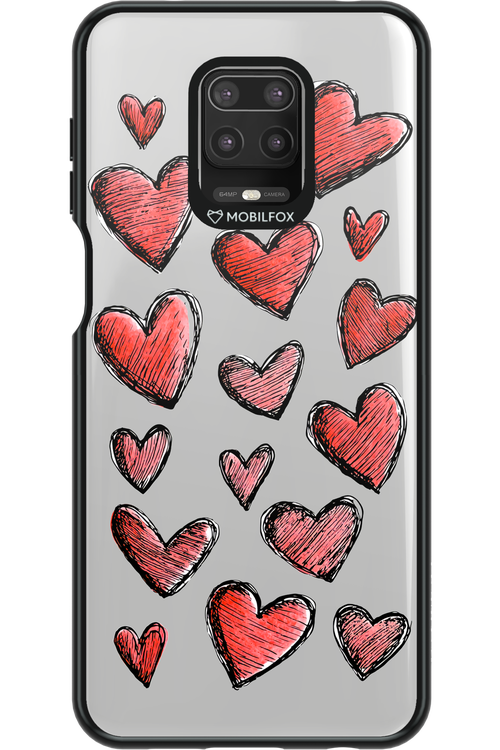 Red Love Transparent - Xiaomi Redmi Note 9 Pro