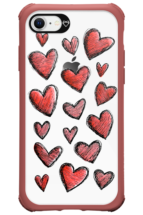 Red Love Transparent - Apple iPhone 8