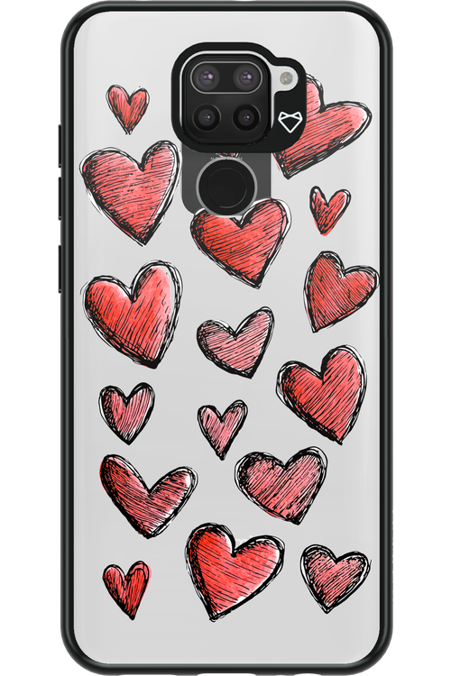 Red Love Transparent - Xiaomi Redmi Note 9