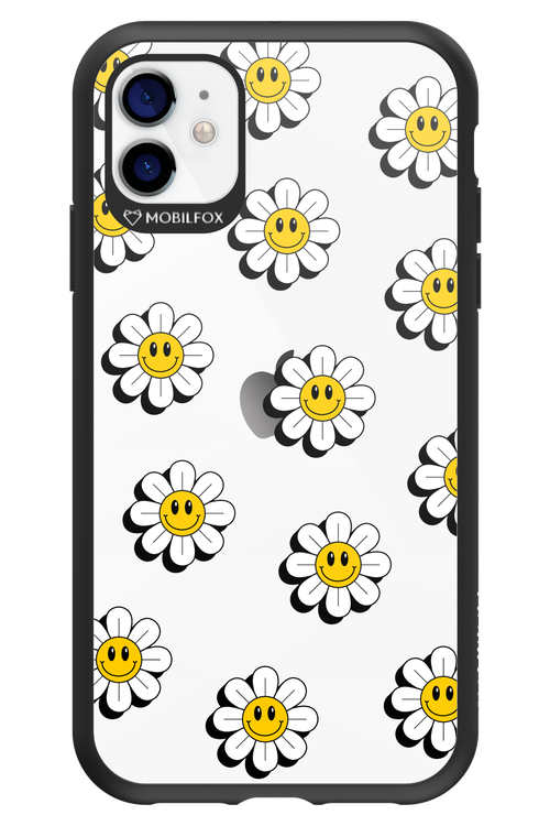 Smiley Flowers Transparent - Apple iPhone 11