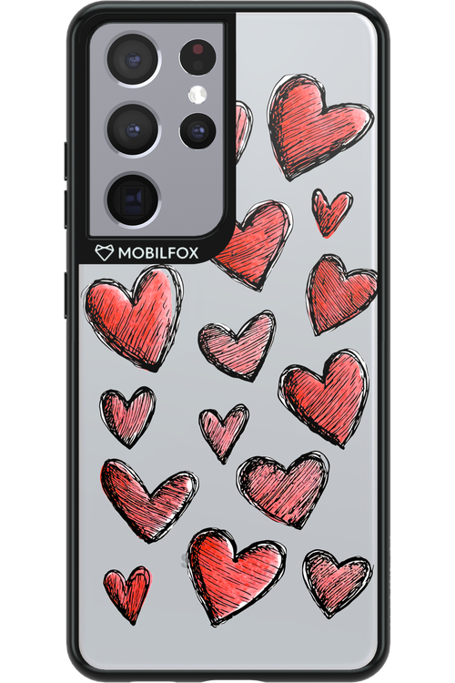 Red Love Transparent - Samsung Galaxy S21 Ultra
