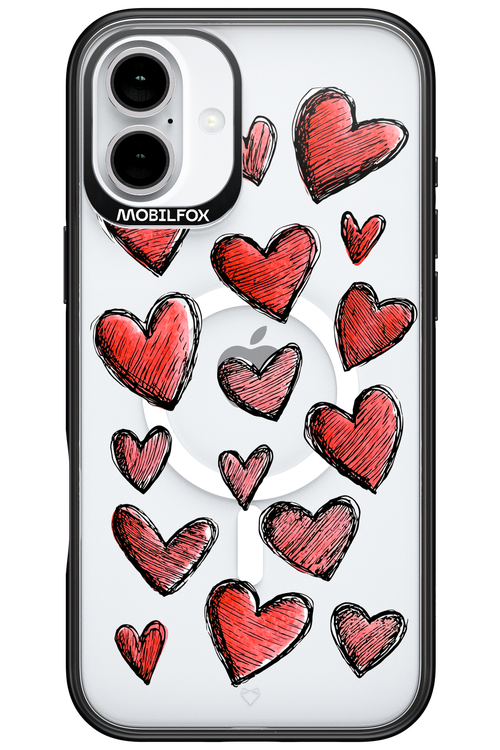 Red Love Transparent - Apple iPhone 16 Plus