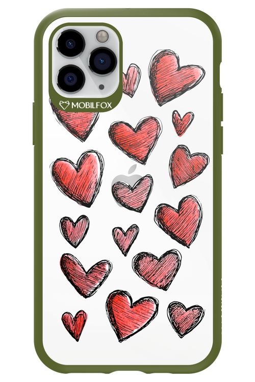 Red Love Transparent - Apple iPhone 11 Pro