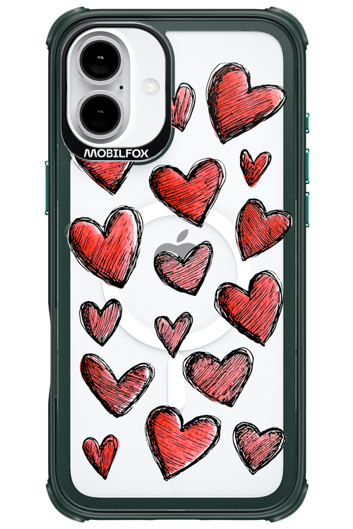 Red Love Transparent - Apple iPhone 16 Plus